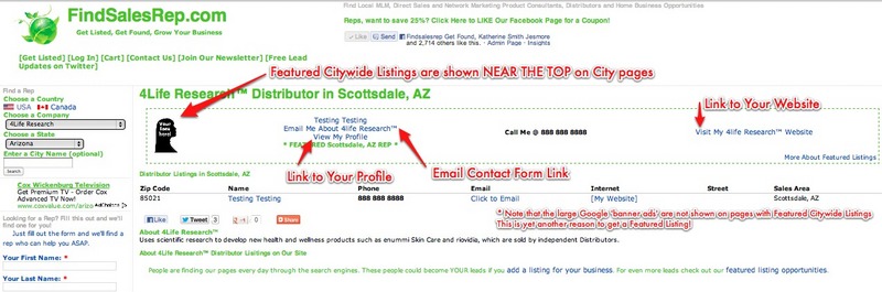 Featured Citywide Listing Example